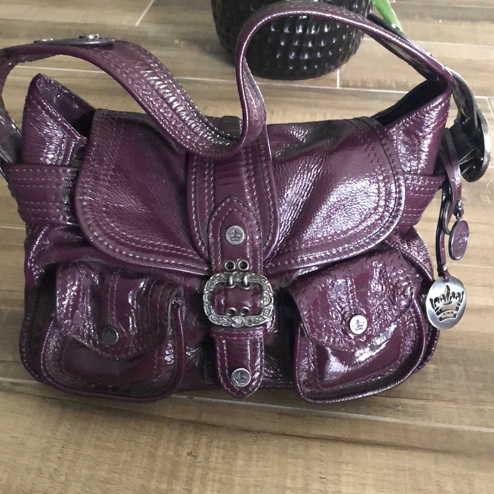 Gianni Bini plum patent leather hobo bag